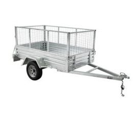 A cage trailer available for immediate hire.