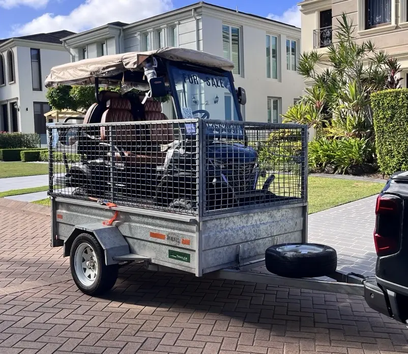 Golf Buggy loaded into a 8x5 Cage Trailer